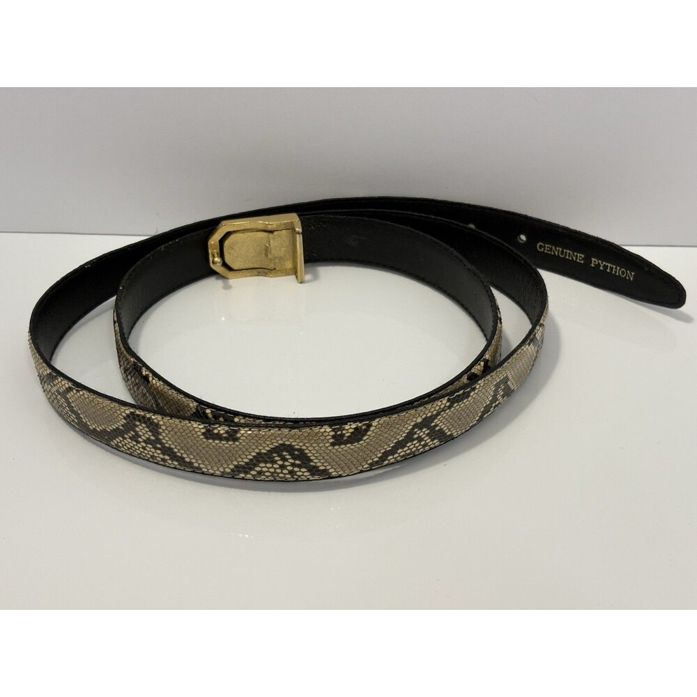 Vintage Genuine Python Women's Waist Belt Beige/Brown OS (No Size Marking)